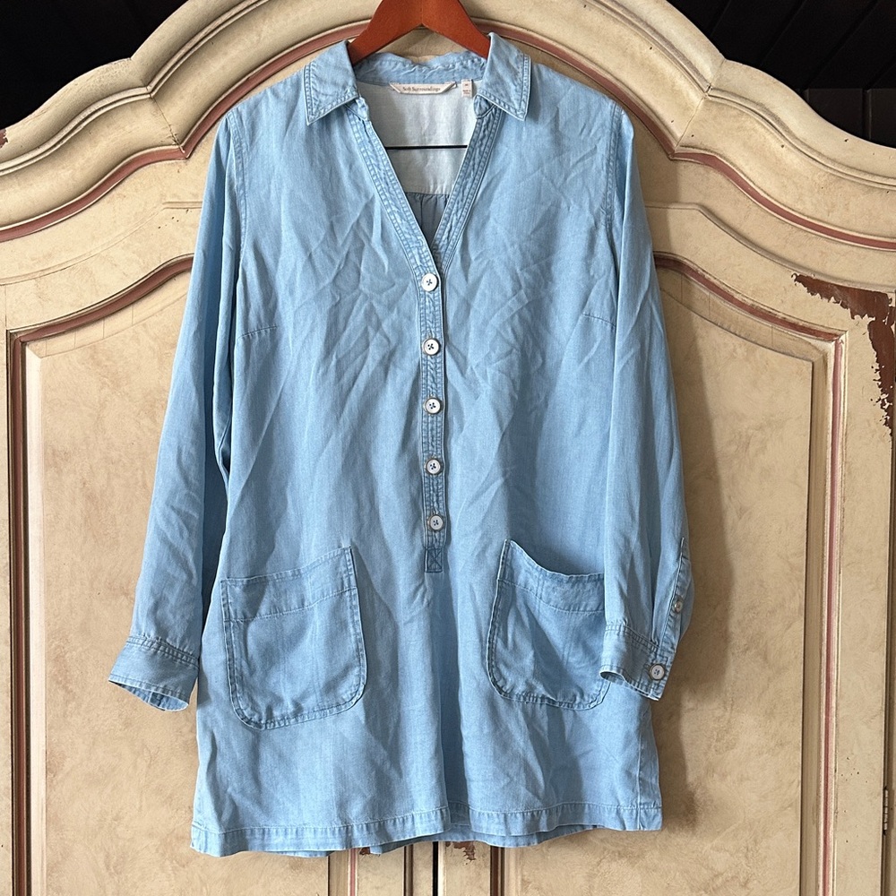 Soft Surroundings Light Blue Tunic Top Size Medium